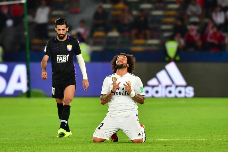 Marcelo celebrates after winning the Fifa Club World Cup final in Abu Dhabi. AFP