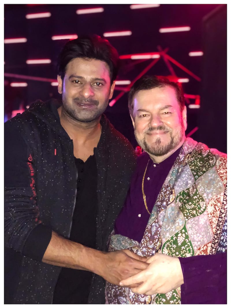 Prabhas with Neil Nitin Mukesh’s father, the veteran singer Mukesh. Courtesy Neil Nitin Mukesh