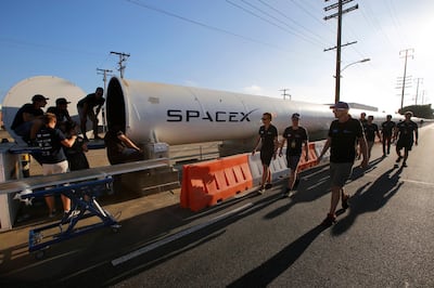 The end of the SpaceX's Hyperloop track in Hawthorne, California. AP
