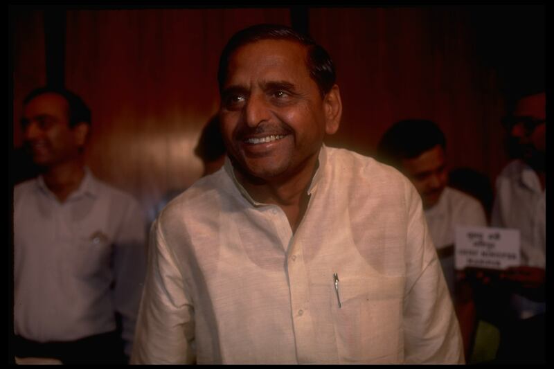 Yadav as chief minister of Uttar Pradesh in October 1990. Getty