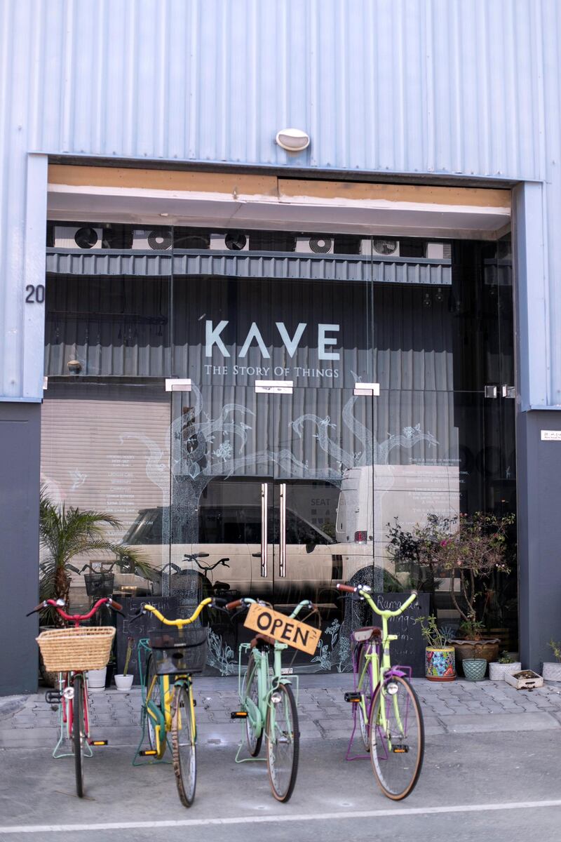 DUBAI, UNITED ARAB EMIRATES - May 30 2019.

KAVE, The Story of Things, is an upcycling cafe concept in Al Serkal avenue.

The space offers different workshops that take place weekly, including guitar making, embroidery lessons, meditation sessions, bottle cutting workshops and chaircycling rides.

(Photo by Reem Mohammed/The National)

Reporter: 
Section: WK