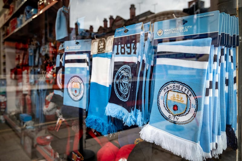 Feature on Manchester City FC at the Etihad complex and Manchester city centre.
PIC shows souvenir shop.