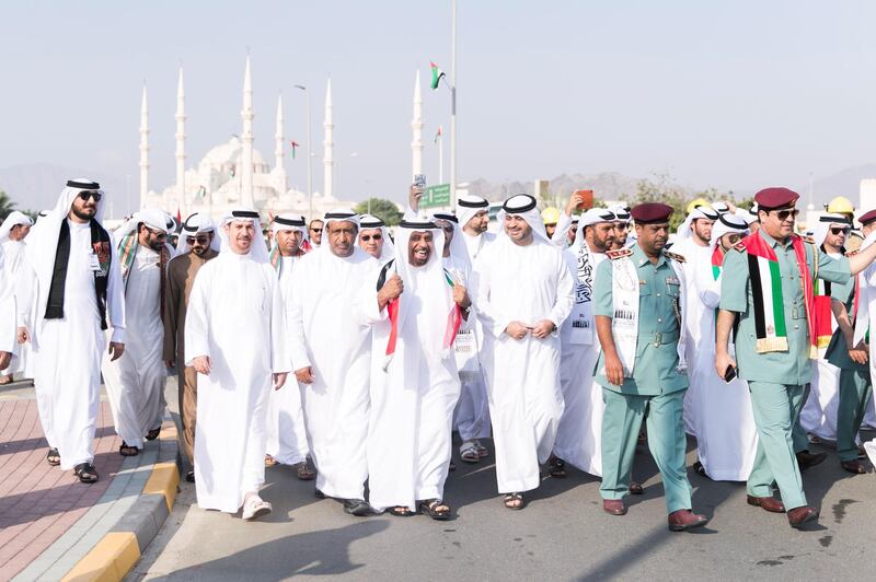 FUJAIRAH, UNITED ARAB EMIRATES - NOV 28:

Al Fujairah began it's UAE National Day celebrations with a national parade.

(Photo by Reem Mohammed/The National)

Reporter:  Ruba Haza
Section: NA