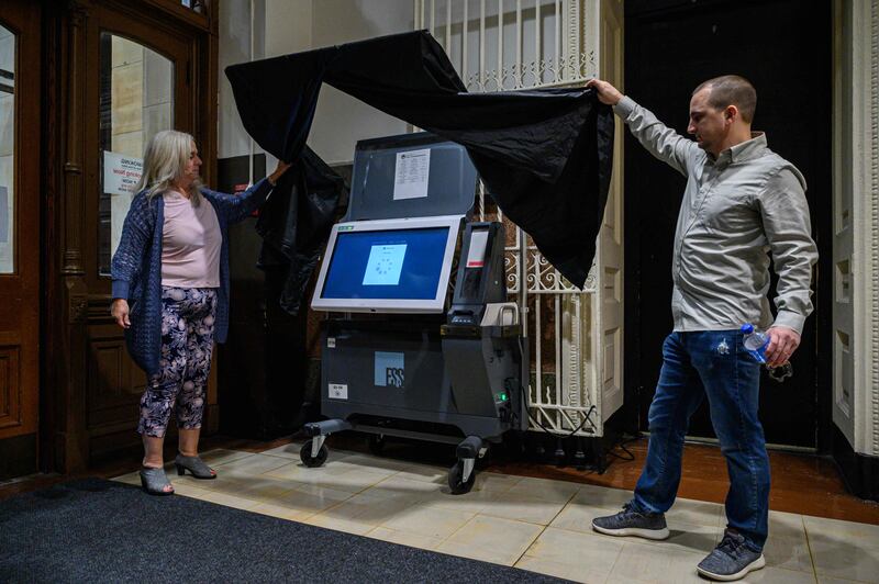 A voting machine at city hall in Philadelphia, ready for the midterm elections. AFP