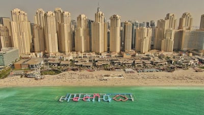 Aqua Fun, the Dubai water park, can be seen from the JBR shore. Twitter / Dubai Media Office 