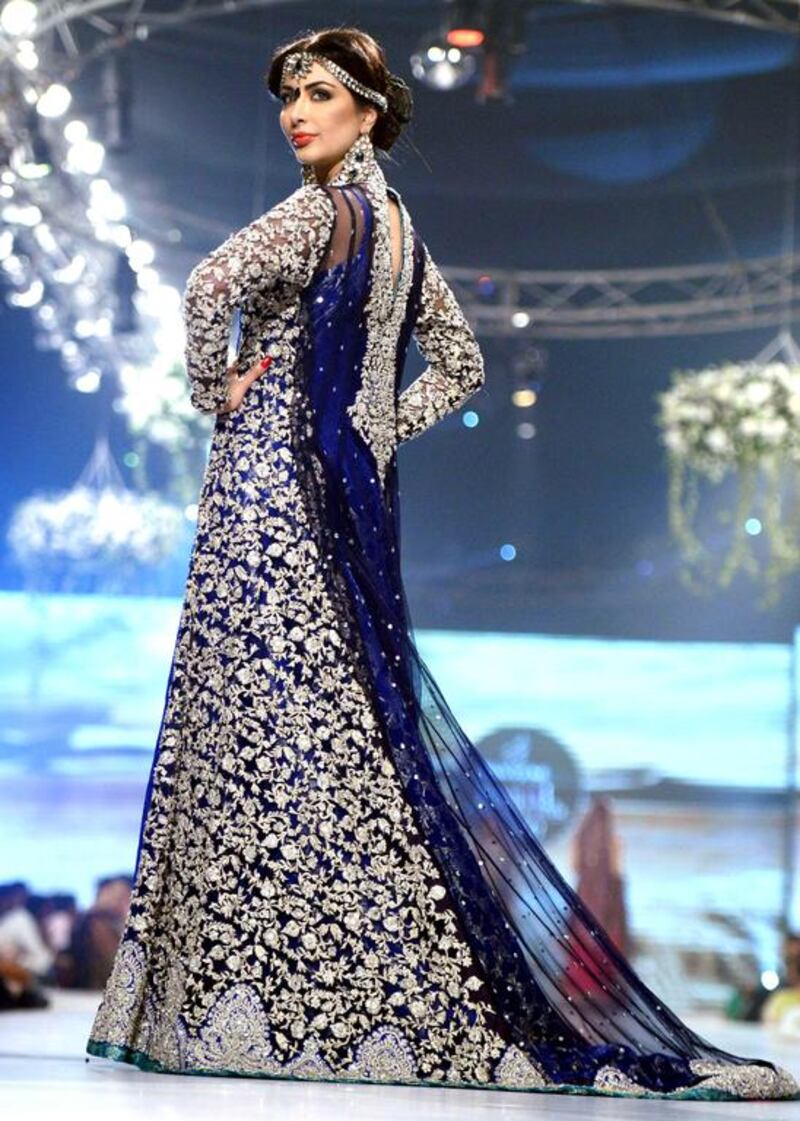 A model presents a creation by designer Zainab Chottani. Rizwan Tabassum / AFP photo