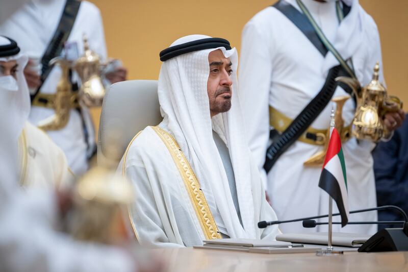 The UAE President, Sheikh Mohamed, takes part in the Jeddah Security and Development Summit. 

