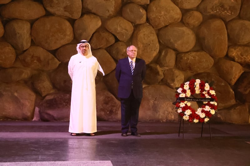 Sheikh Abdullah in the Hall of Remembrance of the Yad Vashem Centre. EPA / Yad Vashem World Holocaust Remembrance Centre