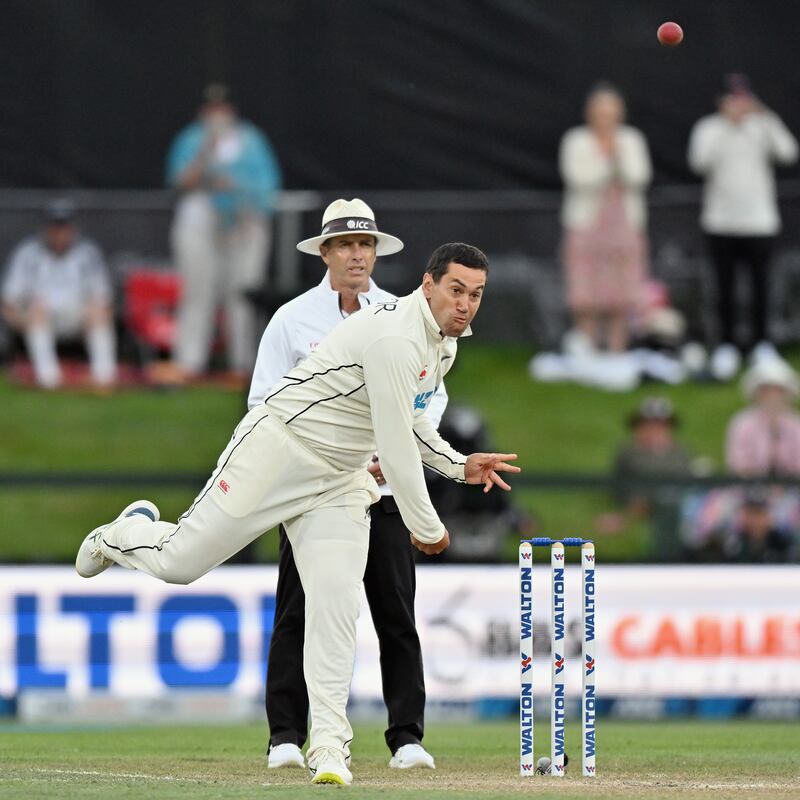 Ross Taylor bowling for New Zealand. Getty