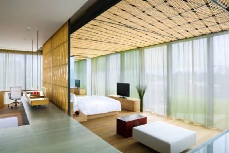 A handout photo showing the Penthouse bedroom of The Opposite House in Beijing, China (Courtesy: The Opposite House)