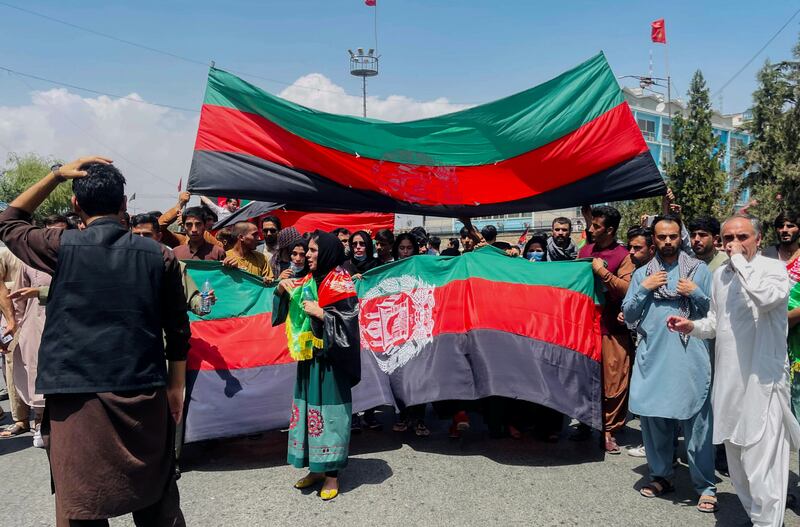 Hundreds of protesters, including women, took to the streets in Kabul. Reuters