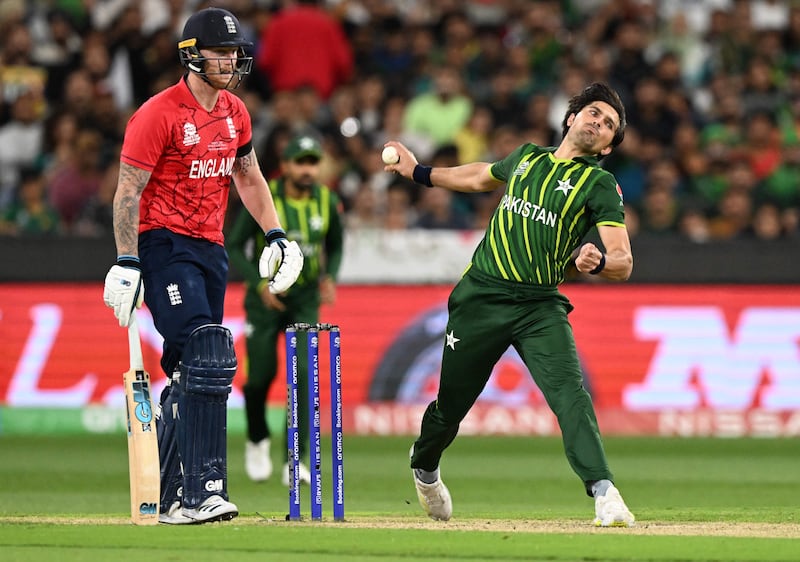 Pakistan's Mohammad Wasim bowls. AFP