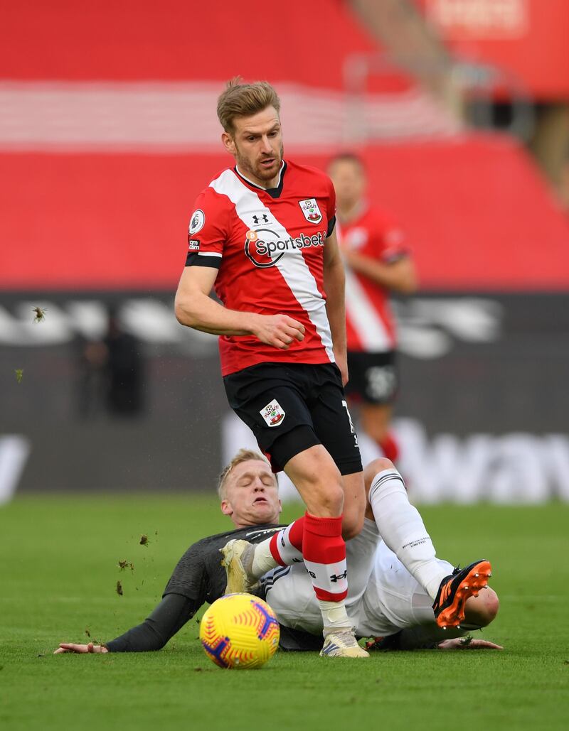 Stuart Armstrong - 6: First touch let him down with goal at his mercy after De Gea saved from Djenepo as he fluffed opportunity to make it 3-0 in first half. Never gave United players chance to relax in possession but, like rest of his teammates, looked shattered in last 10 minutes. Getty