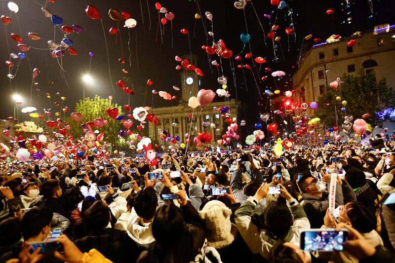 Balloons are released in Wuhan, China. Reuters