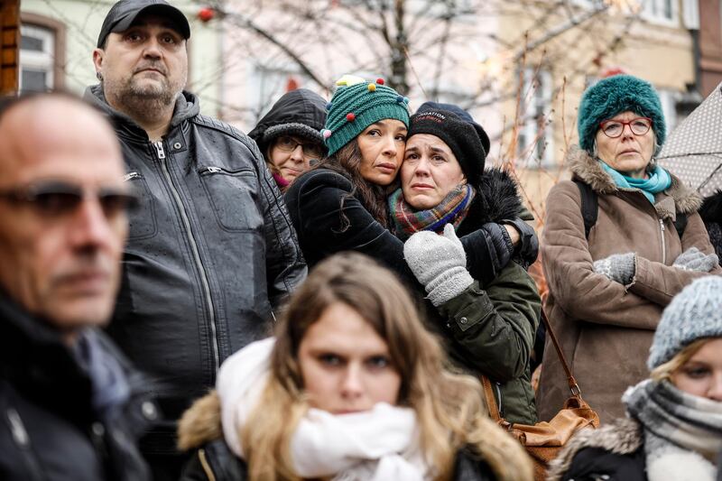 The gathering was held in Kleber Square, near where the gunman opened fire last Tuesday evening. AP Photo