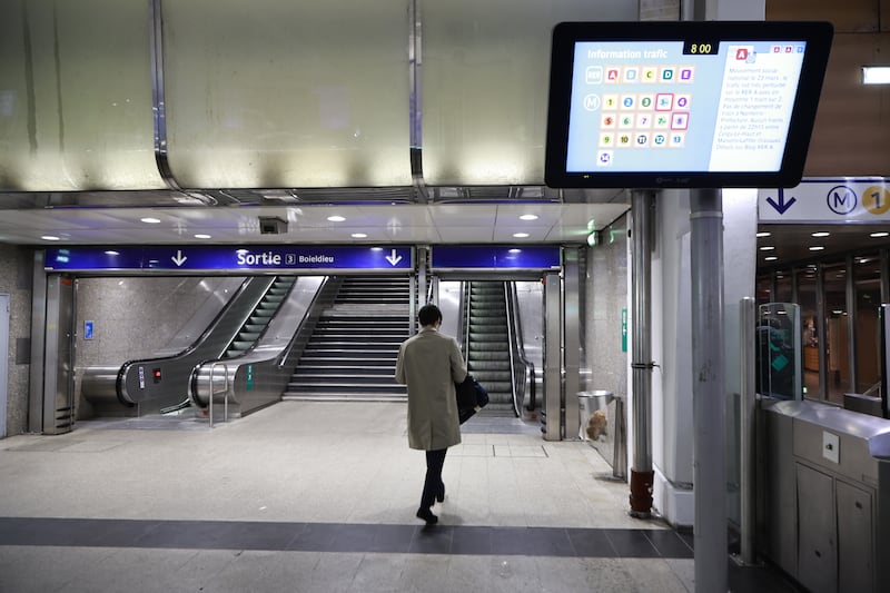 An eerily quiet La Defense station on a day of national strikes in Paris. EPA