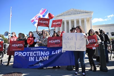 Protesters gather outside the US Supreme Court in Washington. AFP