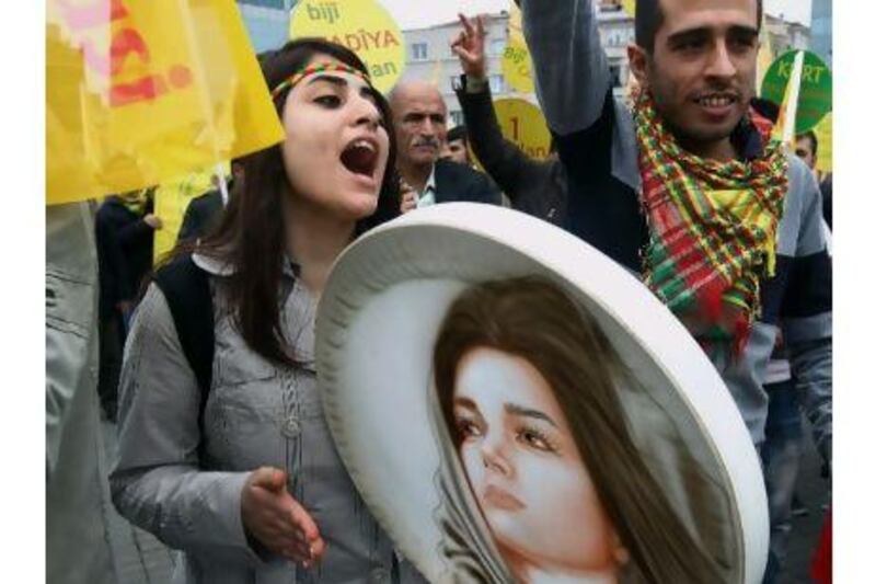 Demonstrators in Istanbul demanding more jobs, better working conditions and higher wages in the largest May Day rally in the city since 1977, when 34 people died after shooting triggered a stampede.