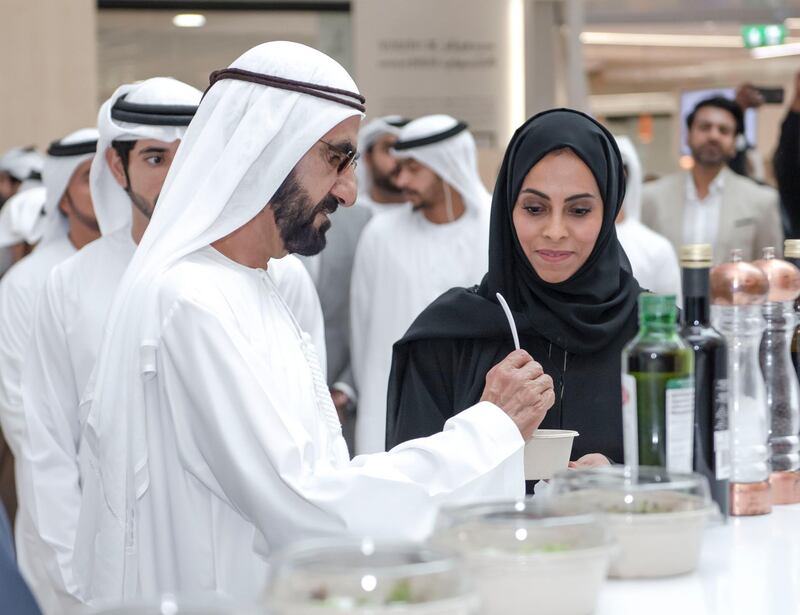 Vice President, Prime Minister of the UAE and Ruler of Dubai Sheikh Mohammed bin Rashid Al Maktoum visits the Government Accelerators headquarters at Emirates Towers in Dubai. Courtesy Wam