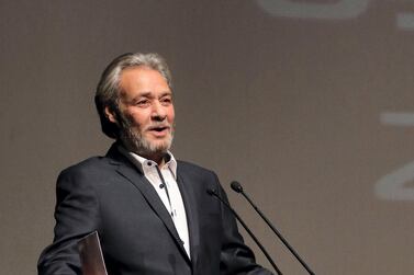 Egyptian actor Farouk al-Fishawy speaks after he is honoured during an event held in Damascus, Syria, 17 May 2017, to mark Actors Day. The event is sponsored by the Syrian Ministry of Culture and is attended by a number of Syrian and Arab actors. Photo: AP 