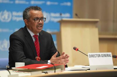 This handout image provided by the World Health Organization (WHO) on May 22, 2020 in Geneva shows WHO Director-General Tedros Adhanom Ghebreyesus attending the 147th session of the WHO Executive Board held virtually by videoconference, amid the COVID-19 pandemic, caused by the novel coronavirus.   - RESTRICTED TO EDITORIAL USE - MANDATORY CREDIT "AFP PHOTO / WORLD HEALTH ORGANIZATION / CHRISTOPHER BLACK" - NO MARKETING NO ADVERTISING CAMPAIGNS - DISTRIBUTED AS A SERVICE TO CLIENTS


 / AFP / World Health Organization / Christopher Black / RESTRICTED TO EDITORIAL USE - MANDATORY CREDIT "AFP PHOTO / WORLD HEALTH ORGANIZATION / CHRISTOPHER BLACK" - NO MARKETING NO ADVERTISING CAMPAIGNS - DISTRIBUTED AS A SERVICE TO CLIENTS


