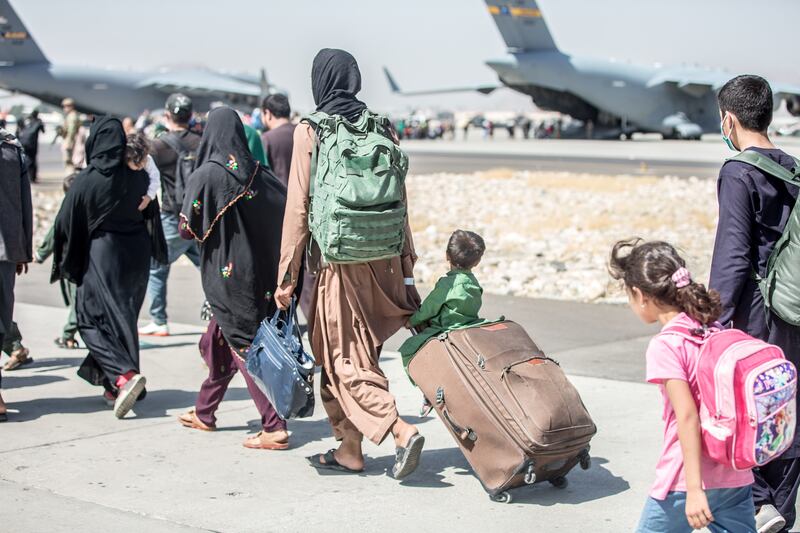 People prepare to leave Kabul. Reuters