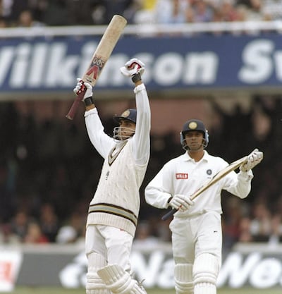 20-4 Jun 1996:  Sourav Ganguly of India a debut century during the second test match between England and India at Lords, London. Mandatory Credit: Graham Chadwick/Allsport UK