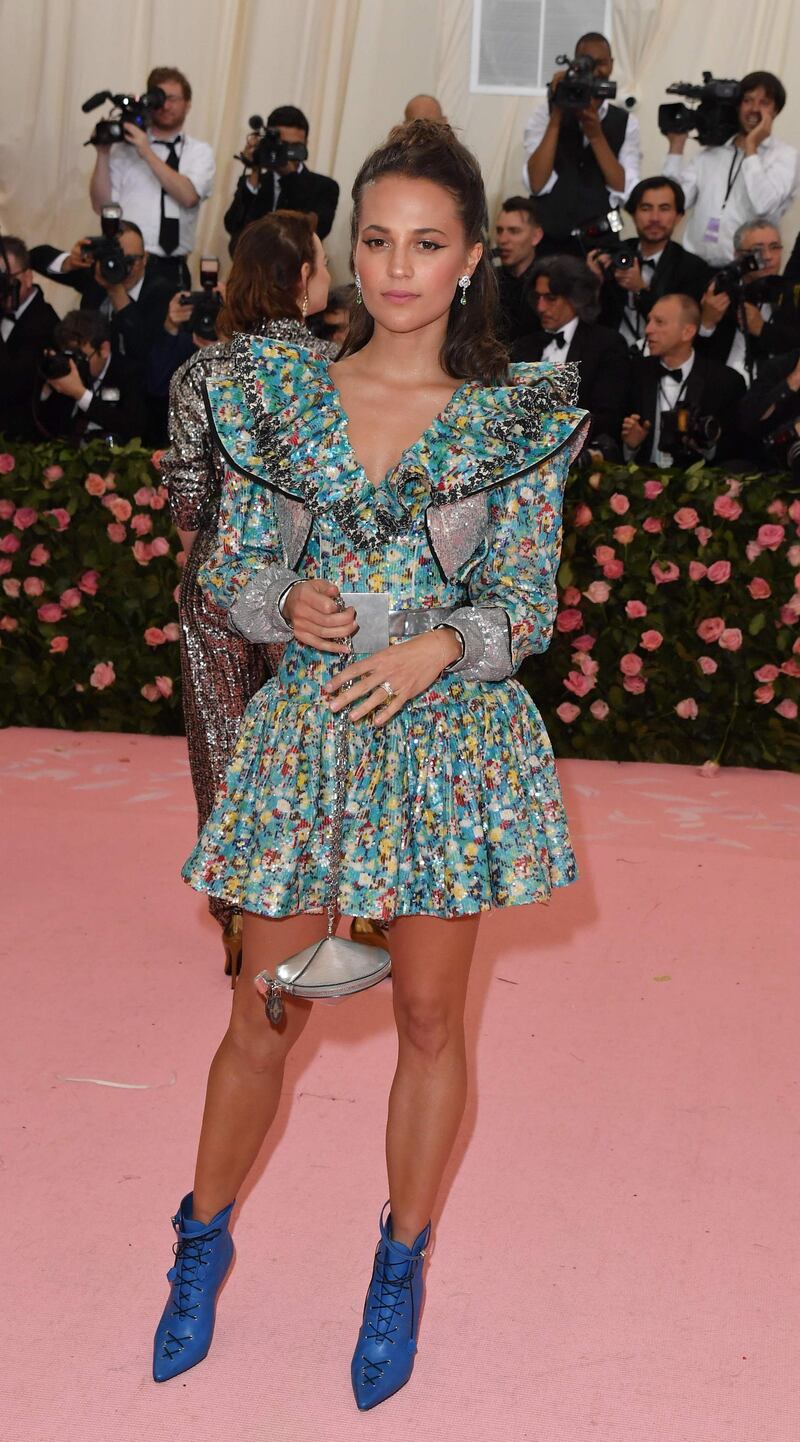 Actress Alicia Vikander arrives at the 2019 Met Gala in New York on May 6. AFP