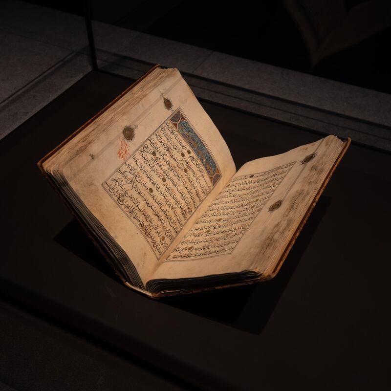 Ancient Quran on loan from Bibliotheque Nationale de France. Courtesy DCT Abu Dhabi