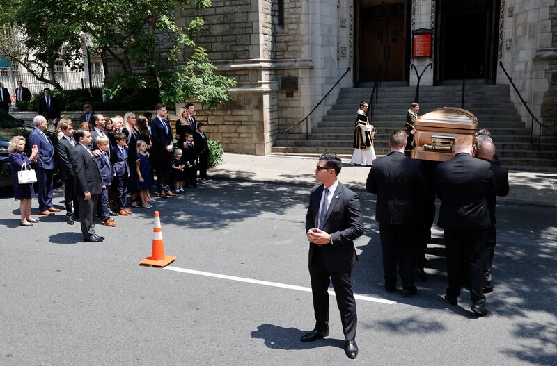 Ivana's Trump's casket arrives at the church. EPA