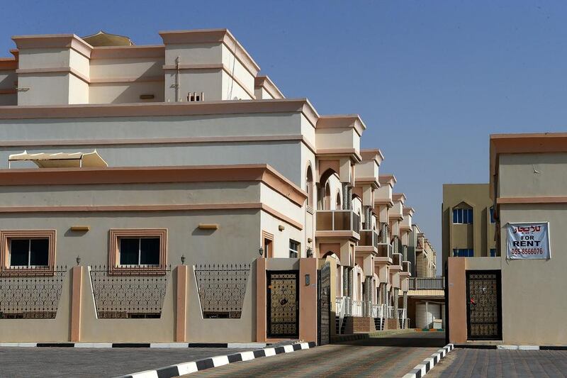 Khalifa City A and B villas: 3BR - Dh185,000 average rental rate, no change year-on-year. 4BR - Dh225,000 average rental rate, down 2.2% year-on-year. 5BR - Dh240,000 average rental rate, down 2% year-on-year. Ravindranath K / The National