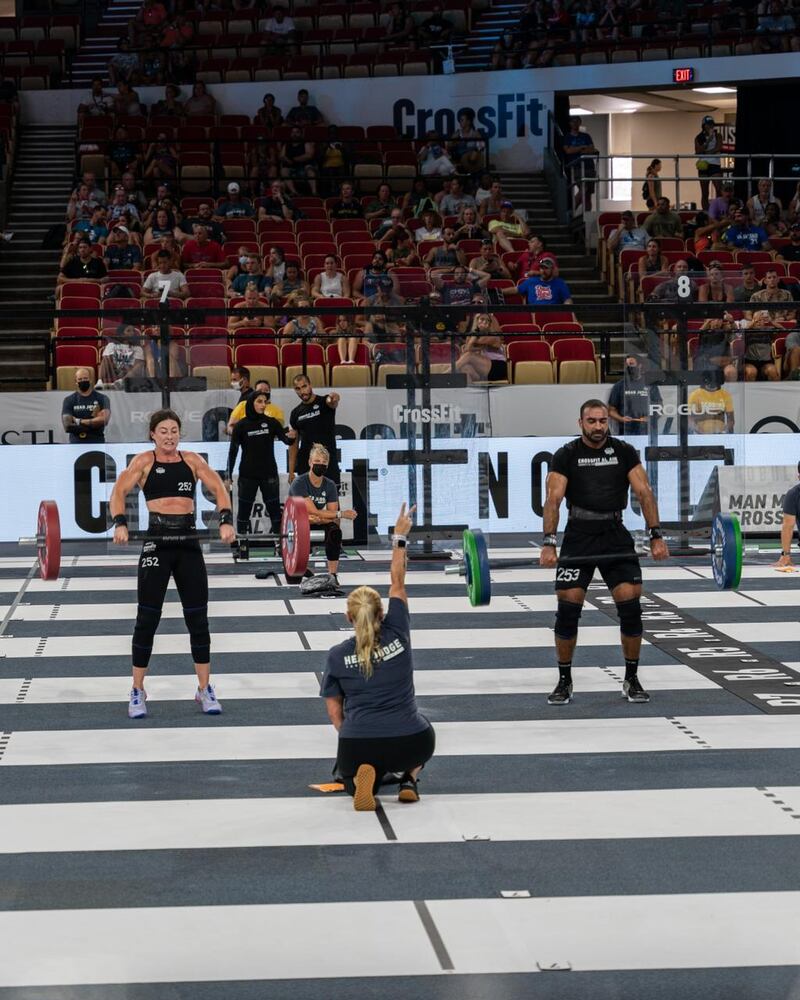 Irish expat Kat Fearon and Bader Al Noori, a first lieutenant with the Dubai Police, compete in the CrossFit games in the US earlier this week.