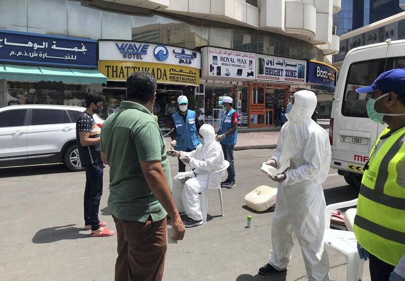 Patients being screened, tested for the coronavirus on a Dubai street corner in Naif. Courtesy: Medeor Hospital, Dubai 