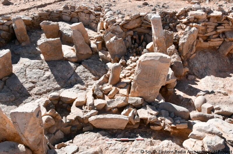 A team of Jordanian and French archaeologists said they found a 9,000-year-old shrine at a Neolithic campsite near large structures known as 'kites' in Jordan's Eastern Desert.  AP