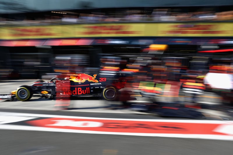 Max Verstappen of the Netherlands driving the (33) Aston Martin Red Bull Racing RB15 makes a pit stop during the F1 Grand Prix of Australia at Melbourne Grand Prix Circuit in Melbourne, Australia.  Getty Images