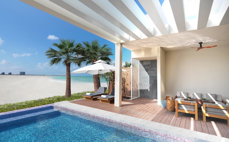 A pool villa terrace at Ras Al Khaimah's newest hotel.