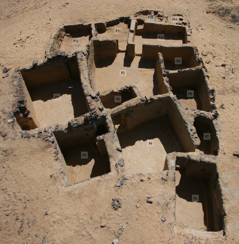 A view of the village discovered in the Tal Ganoub Qasr Al Ajouz site in the Western Desert Bahariya Oasis. HO from Egyptian Ministry of Antiquities