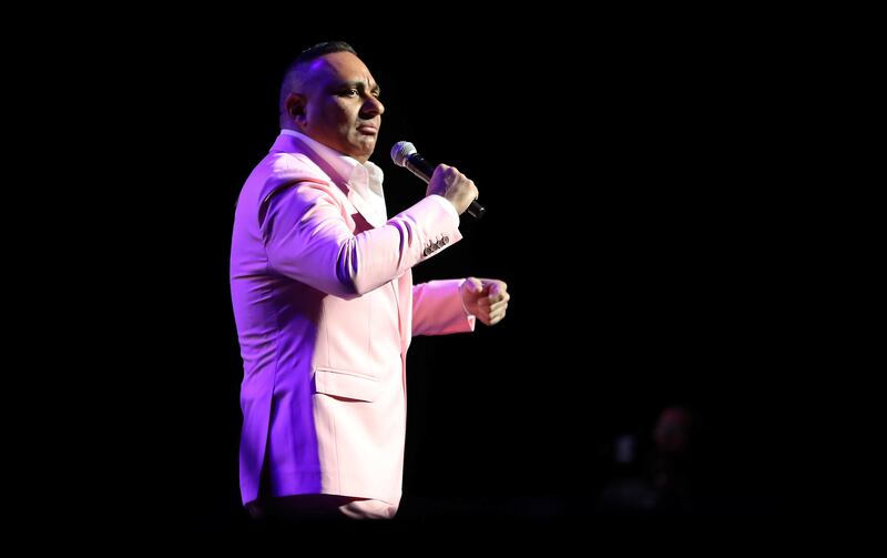 DUBAI ,  UNITED ARAB EMIRATES , JUNE 06 – 2019 :- Russell Peters , stand-up comedian and actor performing at the new Coca Cola Arena, City Walk in Dubai. ( Pawan Singh / The National ) For News/Online/Instagram