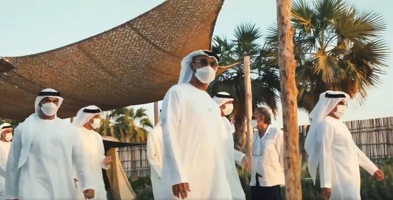 Sheikh Mohamed toured the island and inspected the development.