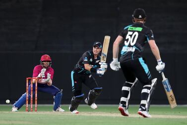 New Zealand's Mark Chapman hits out during the 1st T20 game between the UAE and New Zealand at The Dubai International Cricket Stadium, Dubai. Chris Whiteoak / The National
