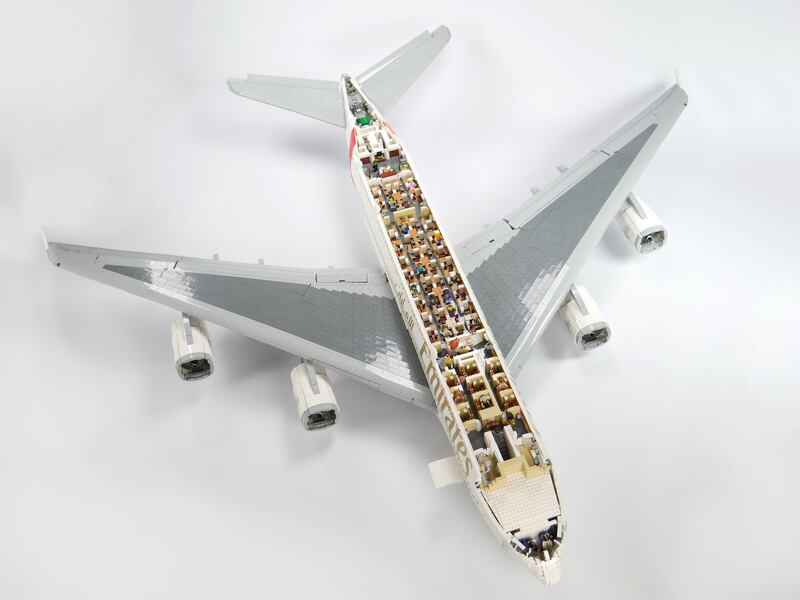 BigPlanes built a detailed replica of the world's biggest passenger plane using 40,000 separate pieces with Emirates livery.