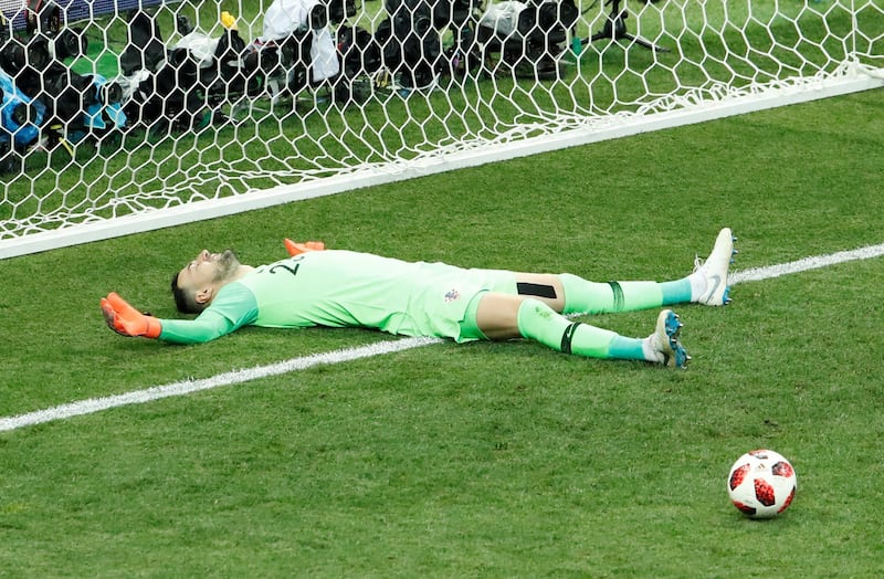 Croatia's Danijel Subasic reacts after Paul Pogba scored. Reuters