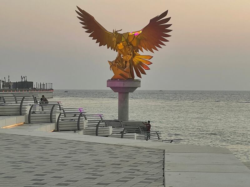 An eagle statue on the Jeddah Corniche.