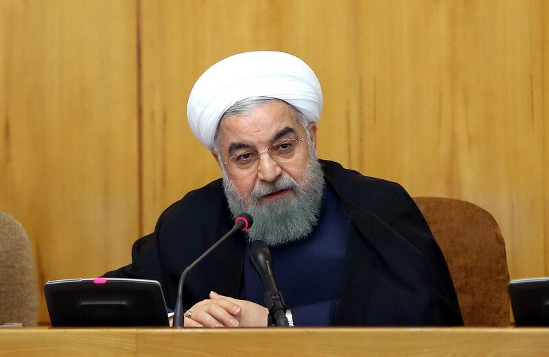 epa06096334 A handout photo made available by the presidential official website shows Iranian President Hassan Rouhani speaking during the cabinet meeting in Tehran, Iran, 19 July 2017. The Iranian government announced on 19 July that it will promptly respond to new sanctions imposed on it by the United States with reciprocal measures.  EPA/PRESIDENTIAL OFFICIAL WEBSITE HANDOUT  HANDOUT EDITORIAL USE ONLY/NO SALES