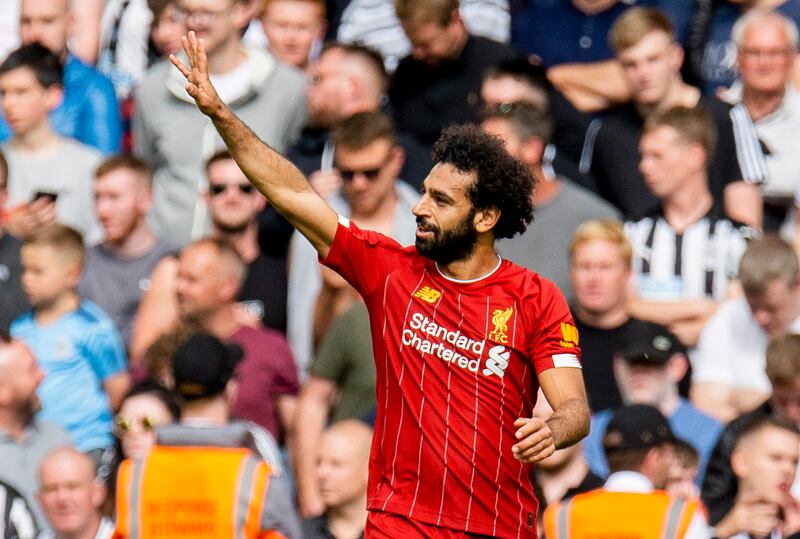 Liverpool's Mohamed Salah celebrates. EPA