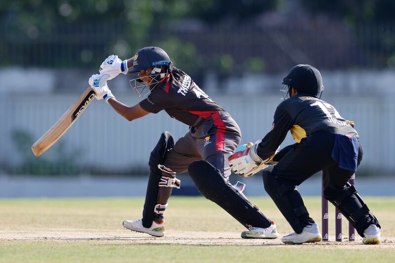 Theertha Satish bats at the Sylhet Cricket Stadium on Wednesday.