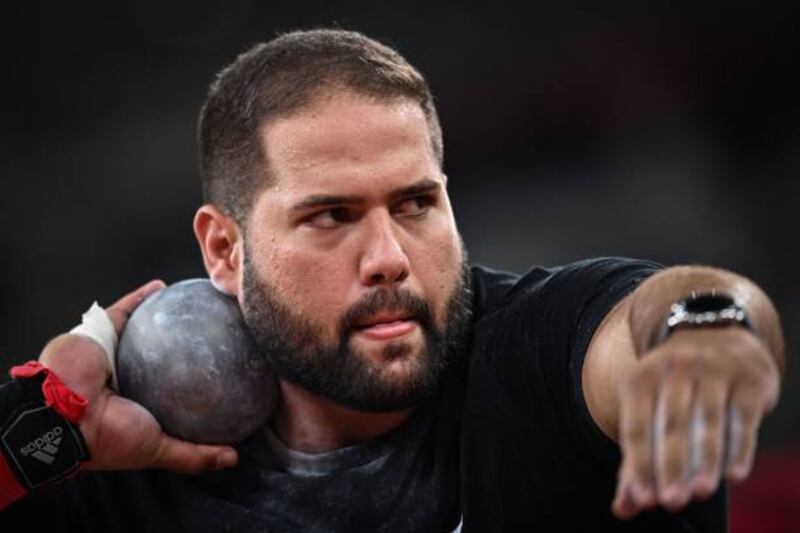 Egypt's Mostafa Hassan goes in the men's shot put final today.