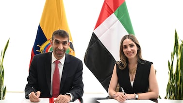Dr Thani Al Zeyoudi, UAE's Minister of State for Foreign Trade, and Sonsoles Garcia, Minister of Production, Foreign Trade, Investments and Fisheries of Ecuador, signed a joint statement announcing the intention to begin negotiations for a Comprehensive Economic Partnership Agreement. Wam