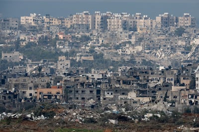 Damaged houses in Gaza as seen from Israel on Wednesday. Reuters