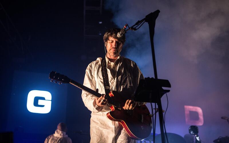 CARDIFF, WALES - DECEMBER 17:  Gruff Rhys of Super Furry Animals performs on stage at Motorpoint Arena on December 17, 2016 in Cardiff, Wales.  (Photo by Mike Lewis Photography/Redferns/Getty Images)